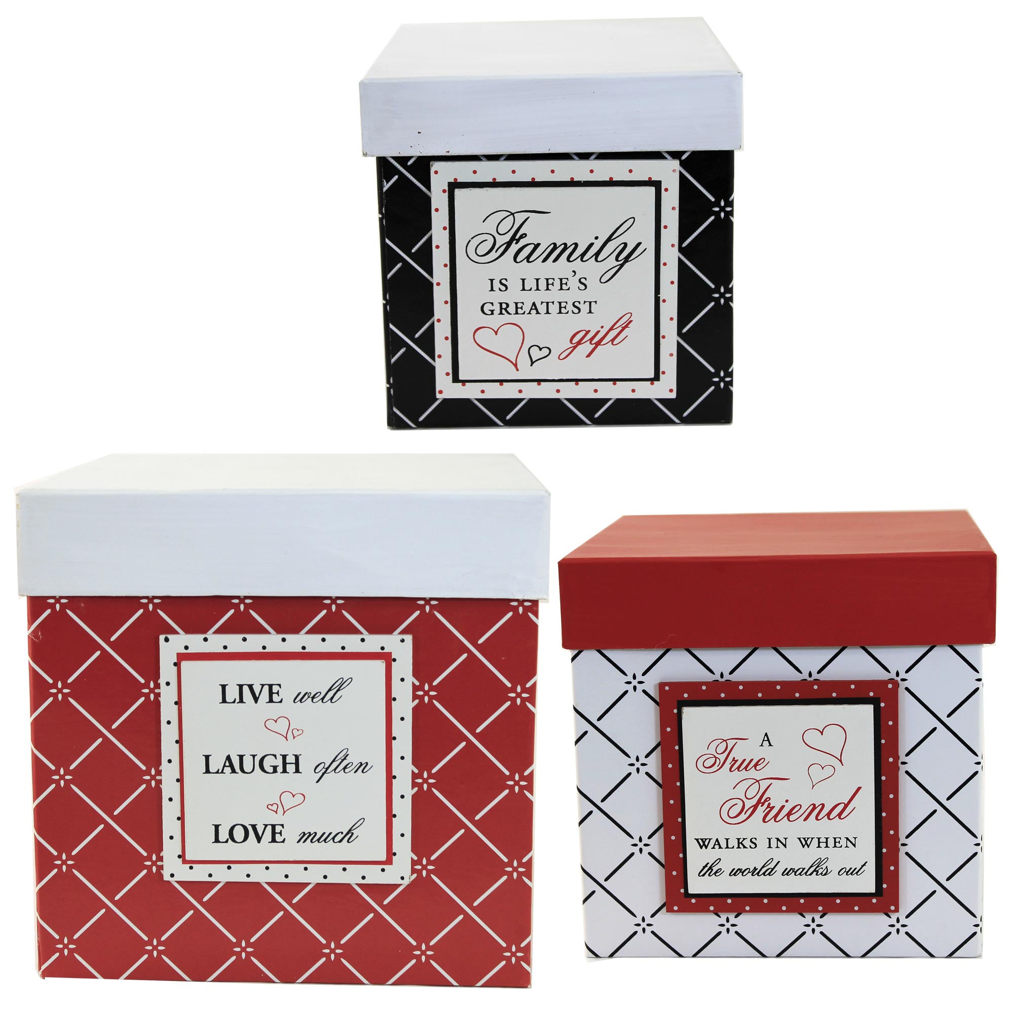 Home Decor Red White & Black Nesting Boxes Paper Decorative Storage ...