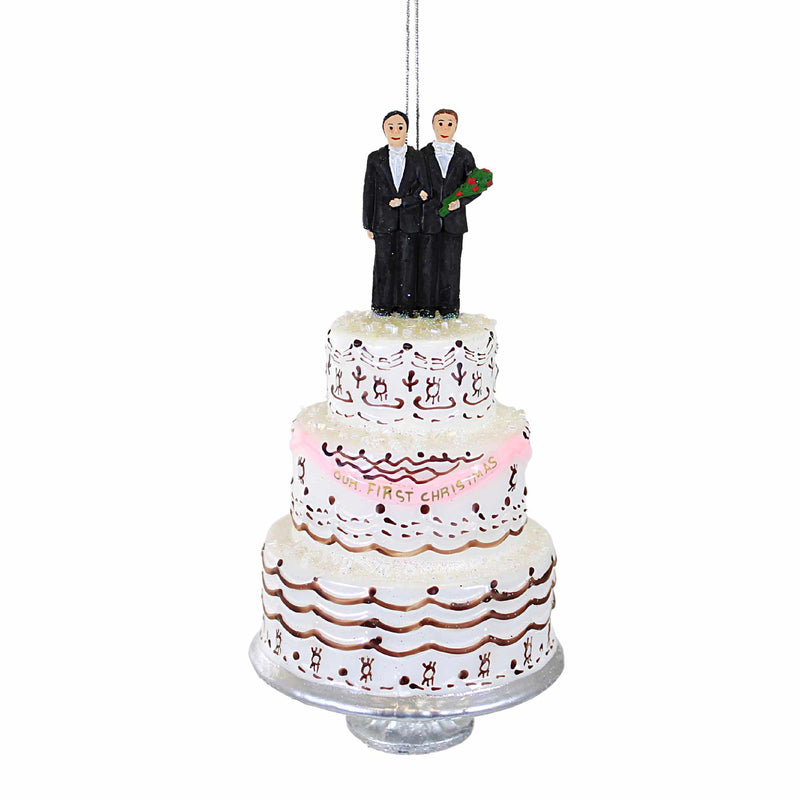 Holiday Ornament First Christmas Two Grooms Wedding Man Couple Cake Po2135gg (54135)