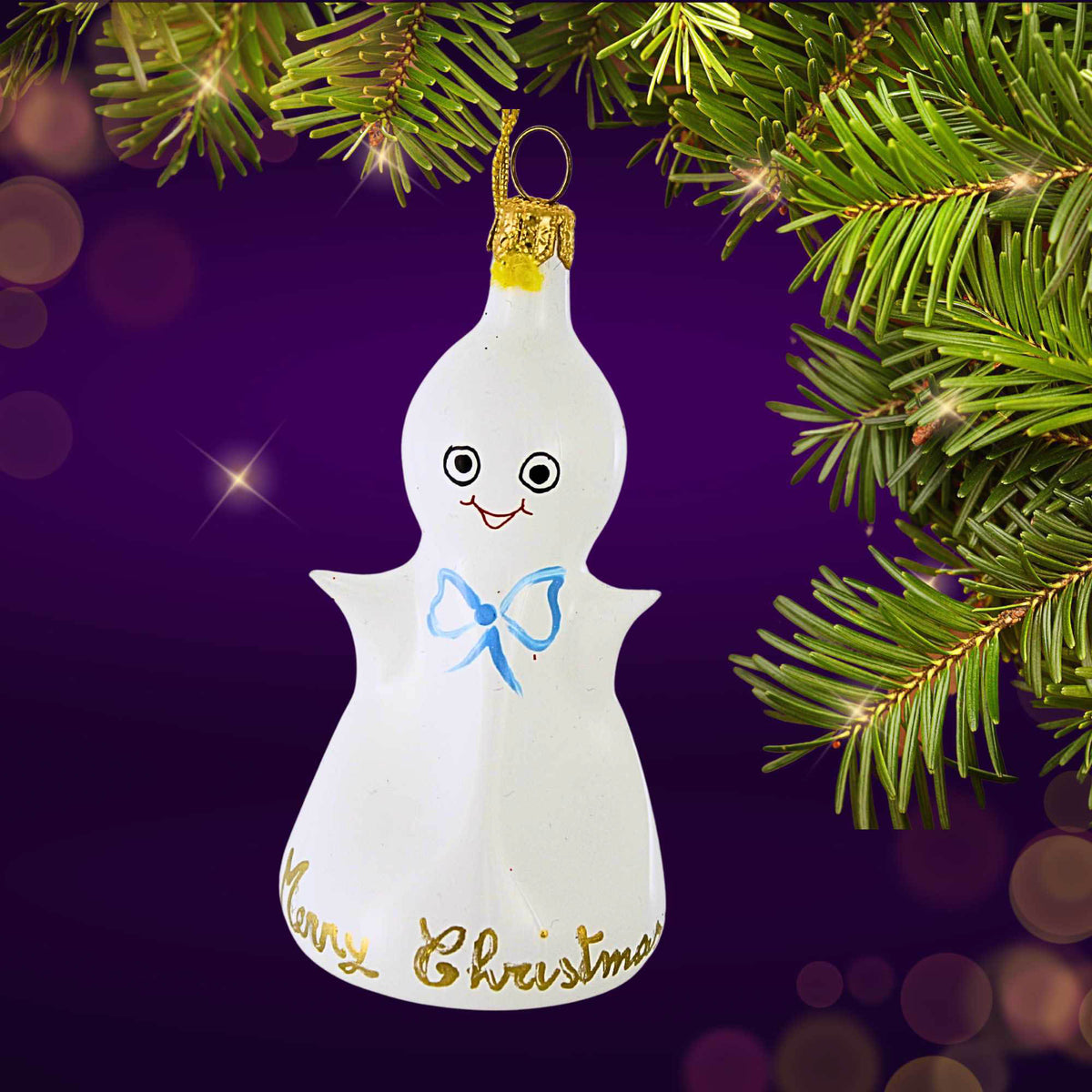 De Carlini Italian Ornaments Merry Christmas Ghost - - SBKGifts.com