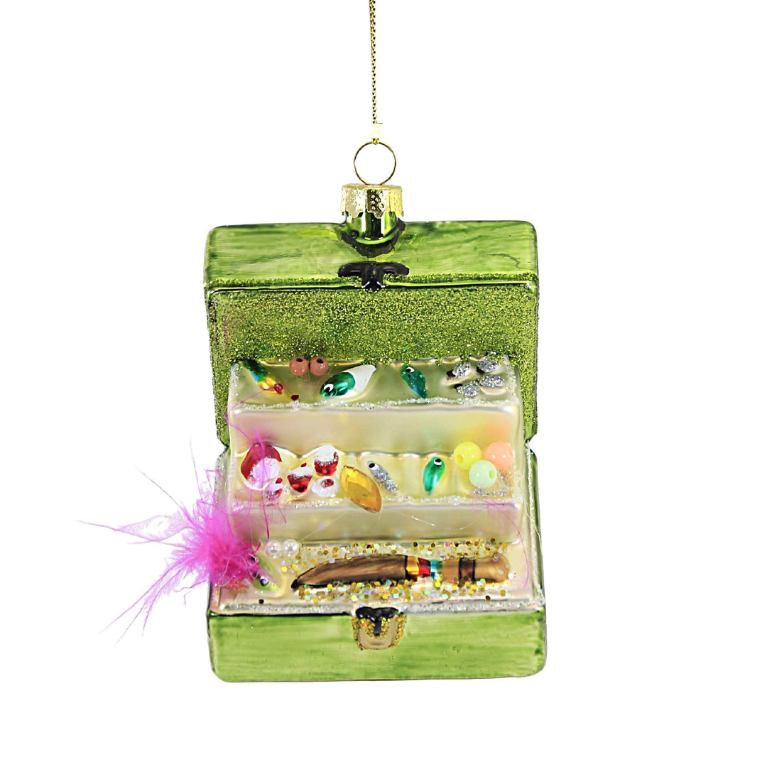 Holiday Ornament Tackle Box Glass Ornament Fish Bait Bobber Go8285