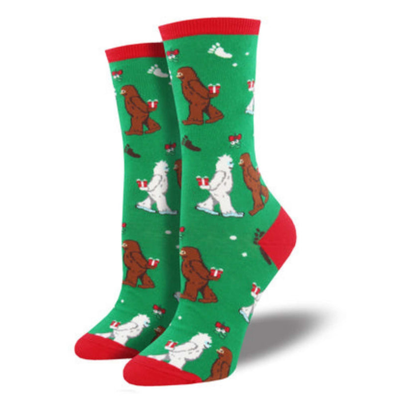 Mythical Kissmas - 1 Pair Of Women's Socks 14 Inch, Cotton - Crew Womens Yetti Christmas Wnc1611gee (54255)