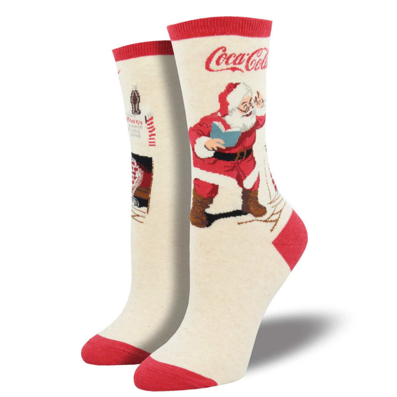 Classic Coke Santa - 1 Pair Of Women's Socks 14 Inch, Catnip - Crew  Womens Christmas Wnc1555hiv (54257)