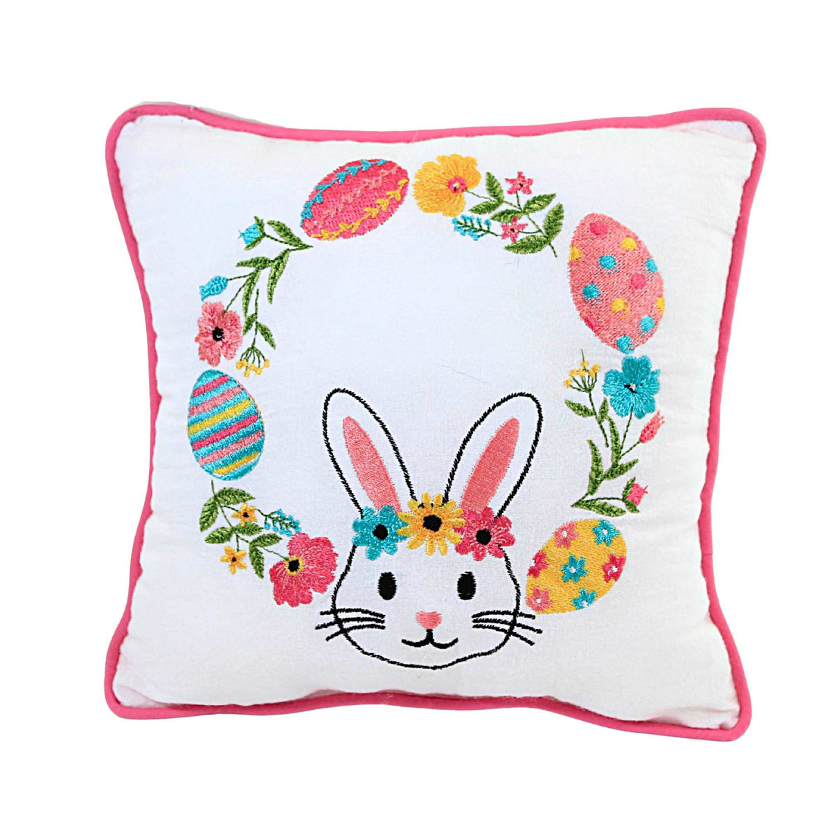 (54266) Bunny Egg Wreath Pillow