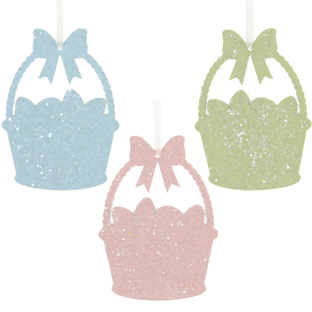 (54276) Egg Basket Glittered Ornament