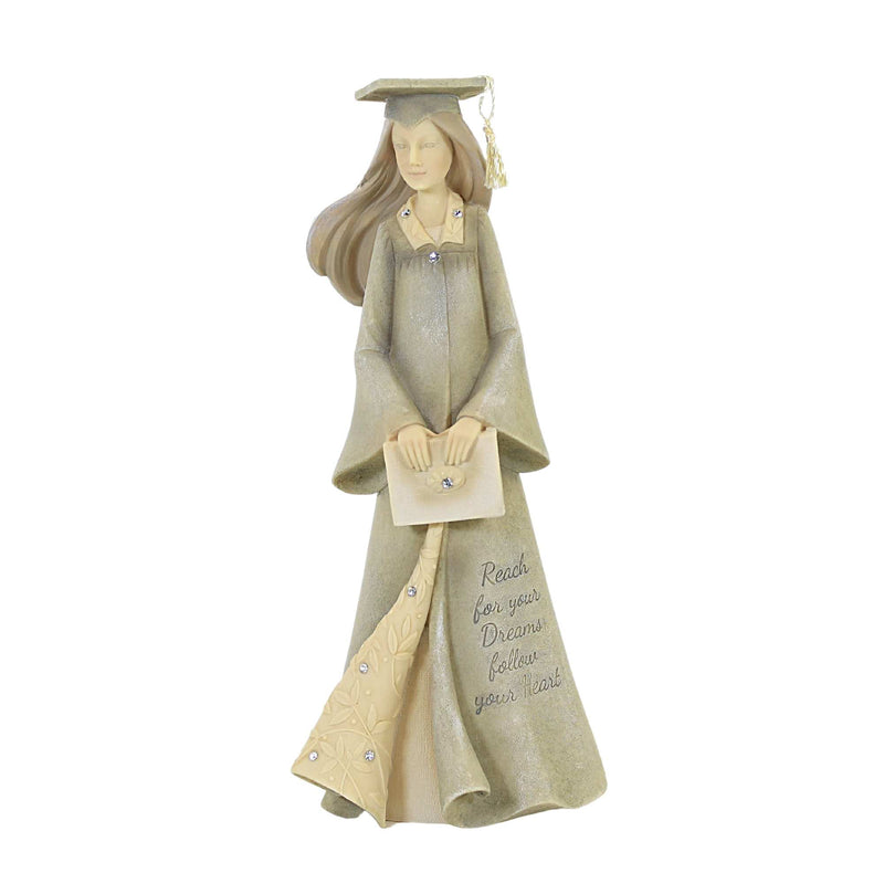 Graduation Girl Brown Hair - One Figurine 7.5 Inch, Resin - Reach Dreams 6010545 (54326)