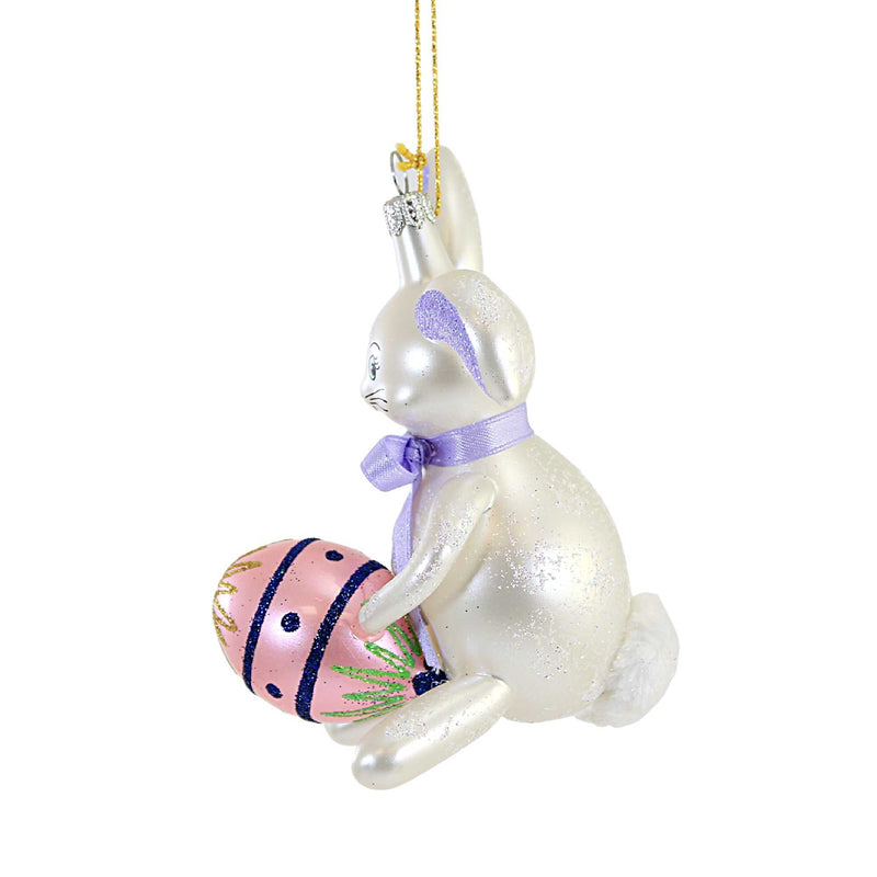 De Carlini Italian Ornaments Bunny With Pink Egg - - SBKGifts.com