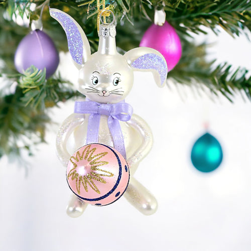 De Carlini Italian Ornaments Bunny With Pink Egg - - SBKGifts.com