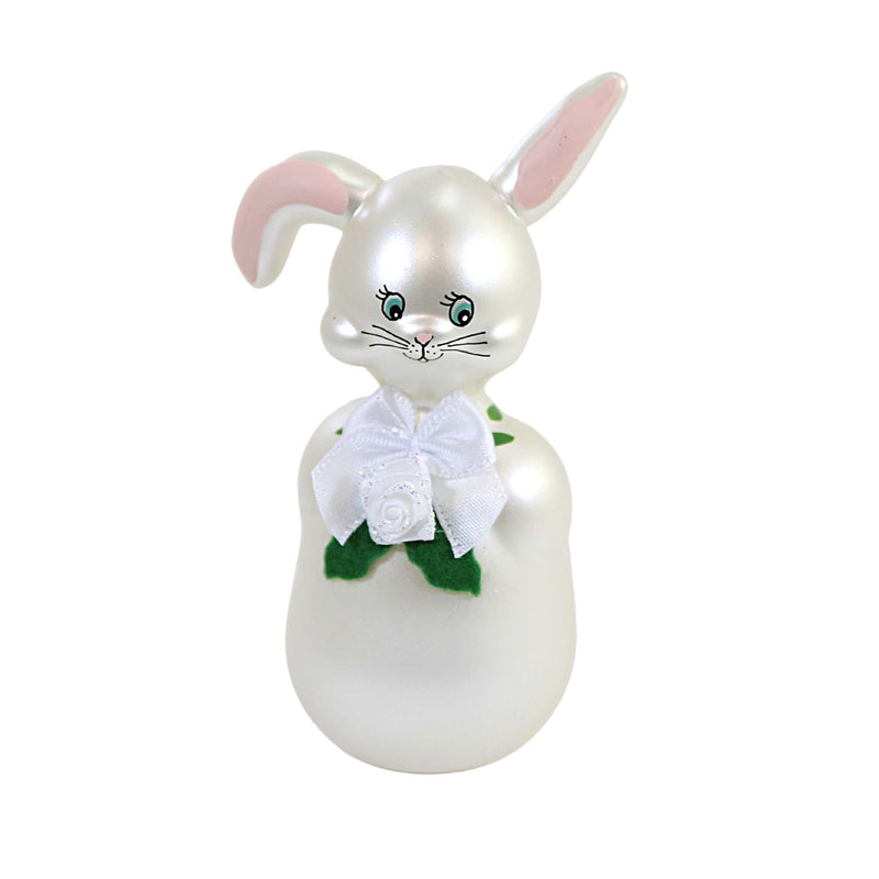 De Carlini Italian Ornaments Little White Bunny - 1 Glass Ornament 4.25 Inch, Glass - Ornament Baptism Communion Holy A28991 (54390)