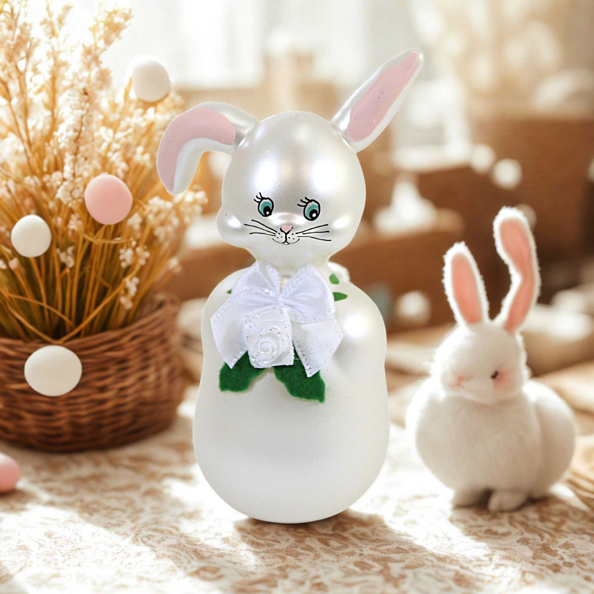 De Carlini Italian Ornaments Little White Bunny - - SBKGifts.com