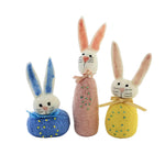 Easter Beaded Roly Poly Bunny Set/3 Wool Decor Felt Handmade Cottontail Hw0029 (54479)