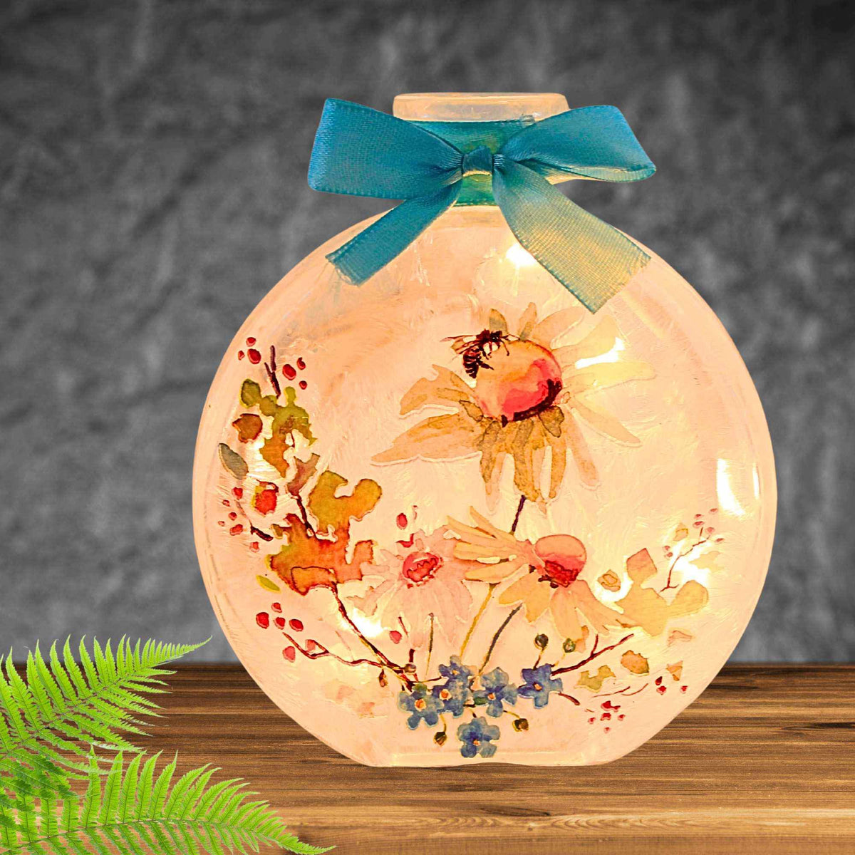 Stony Creek Daisy Bee Lighted Round Jar - - SBKGifts.com