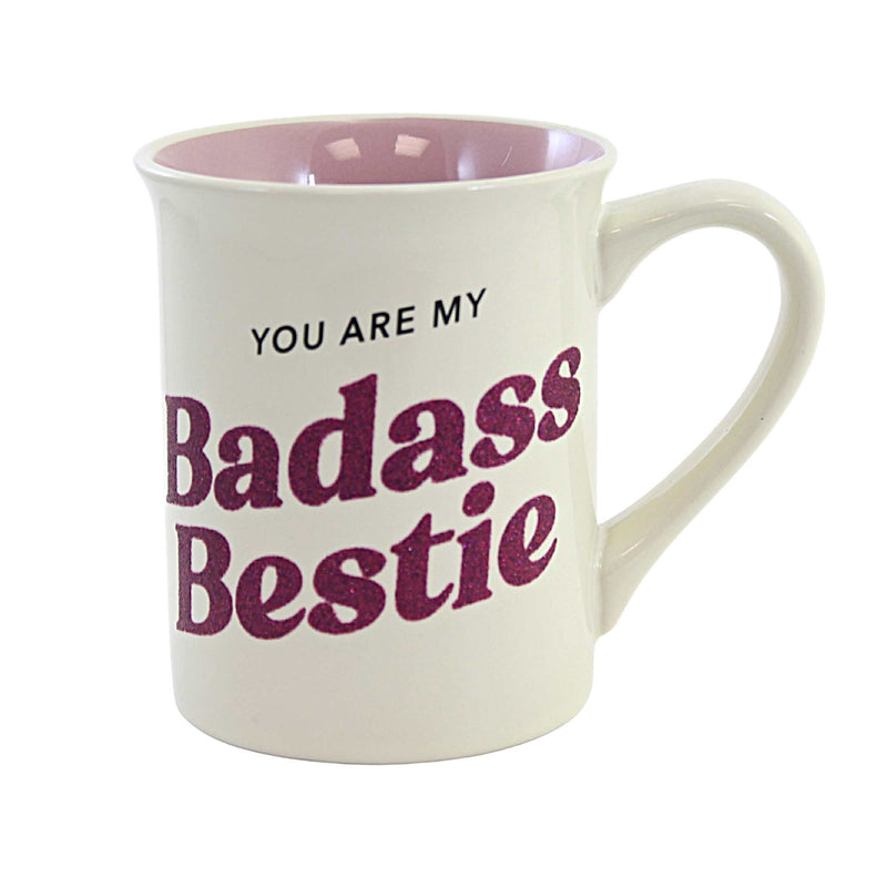 Badass Bestie Glitter Mug - One Mug 4.5 Inch, Stoneware - Frienship 6010079 (54540)