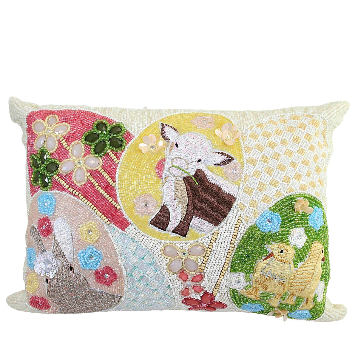 54556 Bunny Family Beaded Pillow SI0477