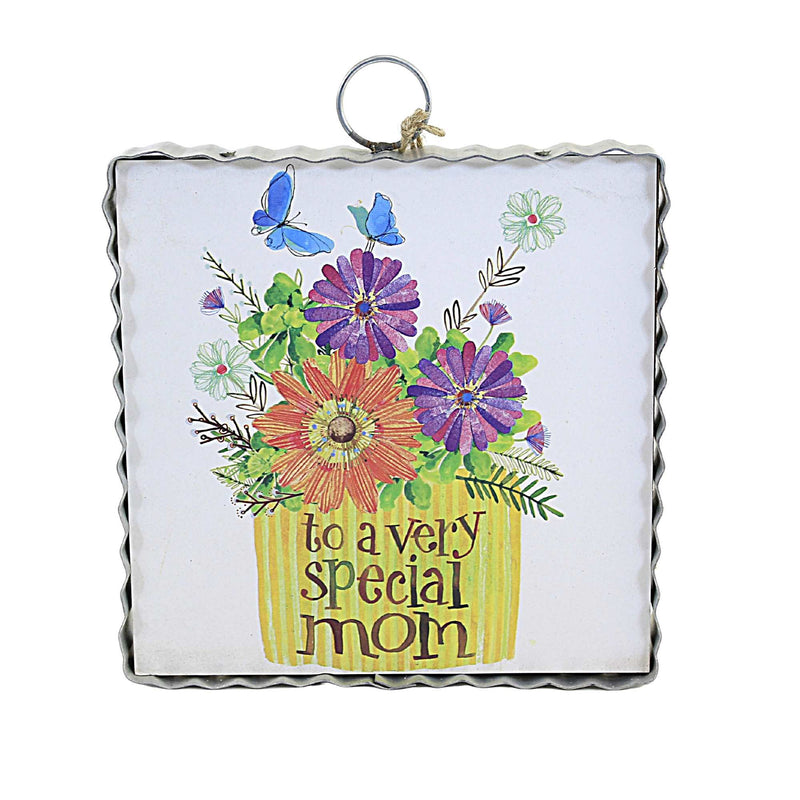 (54561) Round Top Collection Special Mom Gift Mini Print, 7.00 Inch, Mothers Day Butterflies Flowers S22108