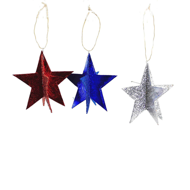 Patriotic Americana Star Ornaments Set/3 - - SBKGifts.com