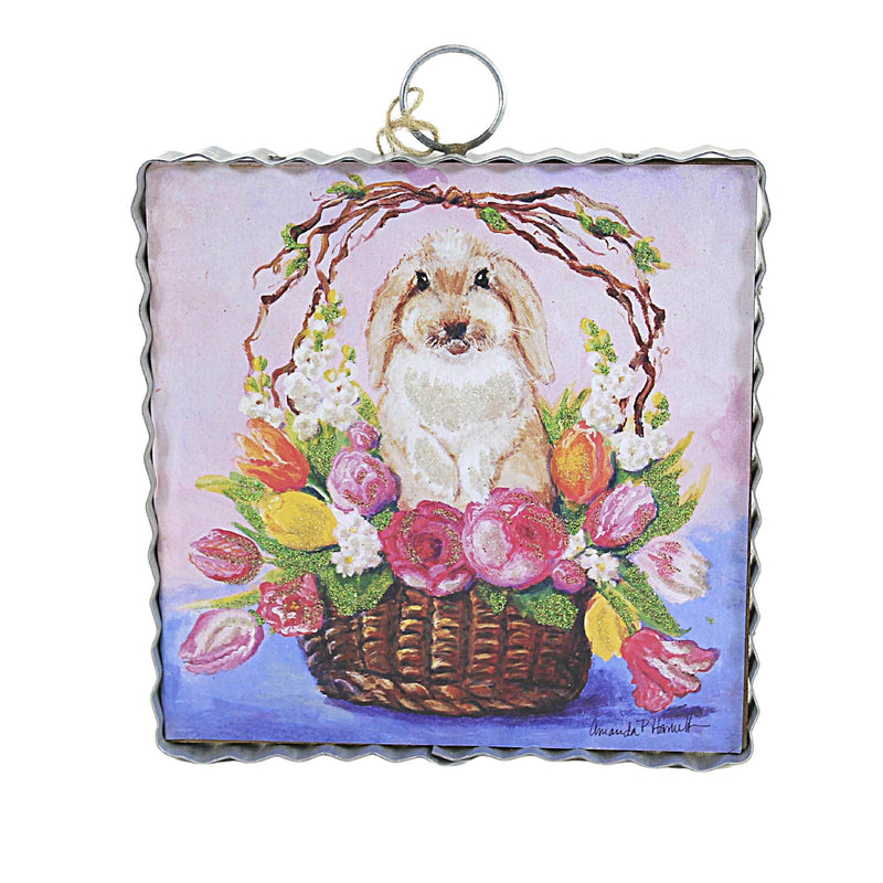 Round Top Collection French Lop Basket Mini Print Bunny Rabbit Easter Flowers E22064 (54605)