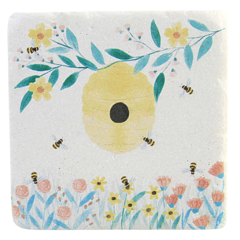 Bee Flower Oaster Set - Four Coasters 4 Inch, Resin - Set Of Four Cg177372 (54630)