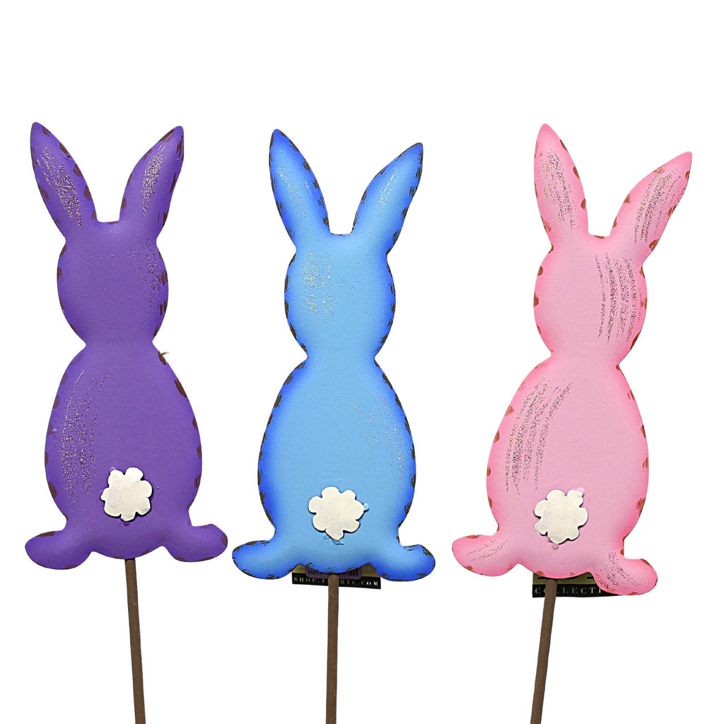 Round Top Collection Fenced Bunny Trio Stakes Easter Rabbit Yard Decor ...