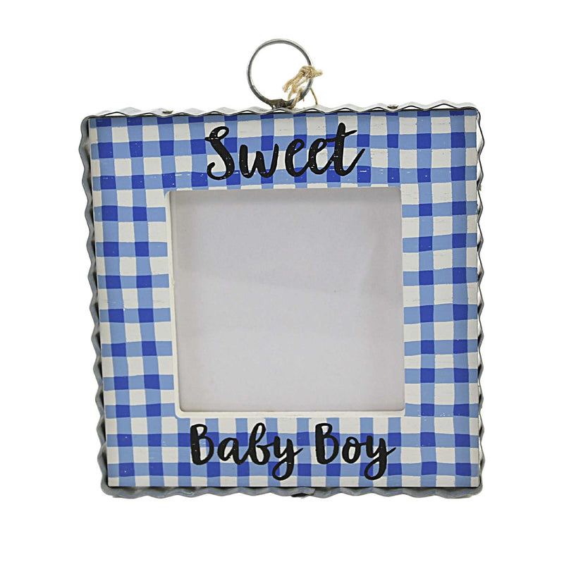 Round Top Collection Baby Boy Photo Frame Wood Picture Gingham Y22028 (54683)