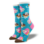 Novelty Socks Sweet Treat Kitties Fabric Womens Crew Donut Cats Kittens Wnc2582 (54698)