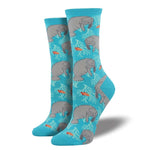 Oh The Hu Manatee - 1 Pair Of Socks 14 Inch, Cotton - Womens Crew Mammal Florida` Wnc575 (54704)