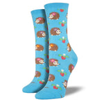 Lady Hedgehogs - 1 Pair Of Socks 14 Inch, Cotton - Womens Crew Party Spring Floral Wnc340 (54707)