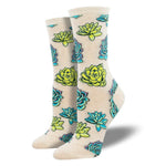 Novelty Socks Colorful Succulents Fabric Womens  Crew Flower Floral Wnc2613 (54717)
