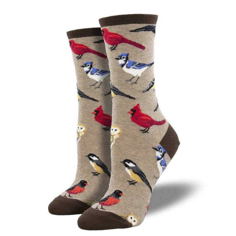 Bird Is The Word - 1 Pair Of Socks 14 Inch, Cotton - Womens Crew Blue Jay Cardinal Wnc2377 (54718)