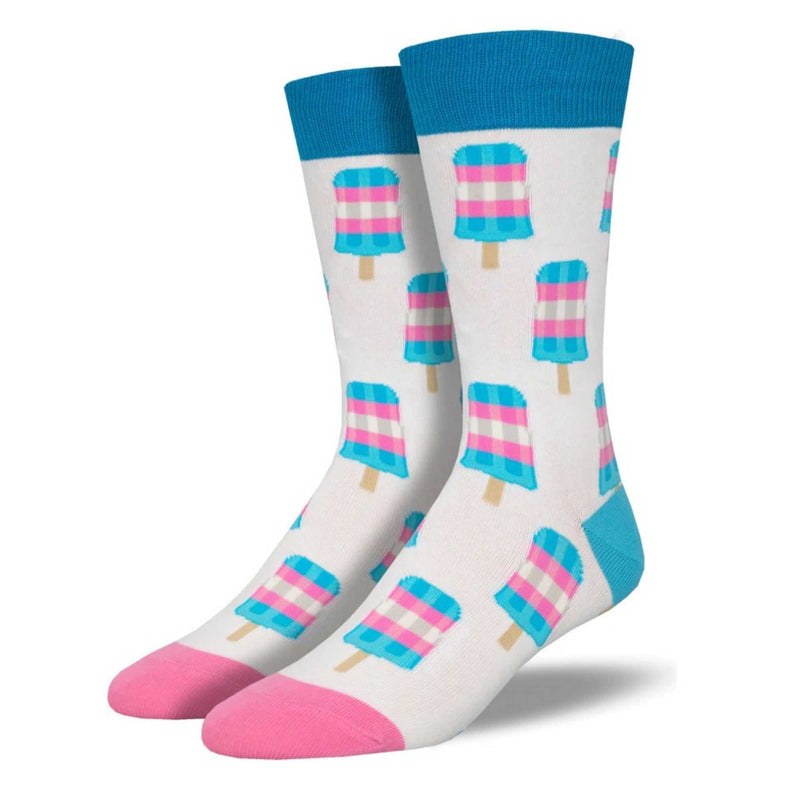 Trans Pops - 1 Pair Of Socks 16 Inch, Cotton - Crew Flag Pride Lgbtqi Proud Mnc2697 (54726)