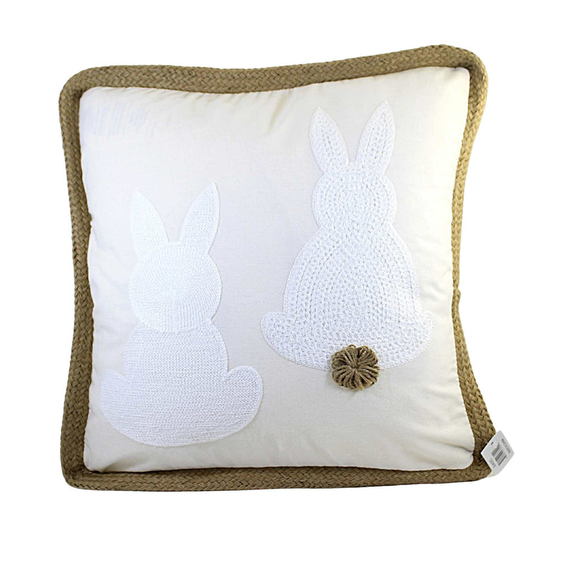 Home Decor Tan Pillow With White Bunnies Fabric Easter Rabbits 20405C (54727)