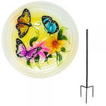 Home & Garden Butterfly Trio Birdbath Glass Staked Flowers Se5019 (54865)