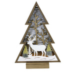 Christmas Tree With Deer Scene Wood Led Lighted Winter 134215 (54887)
