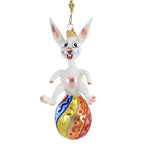 White Bunny On Decorated Egg - 1 Glass Ornament 6.25 Inch, Glass - Ornament Easter Sprind 09867 (54942)