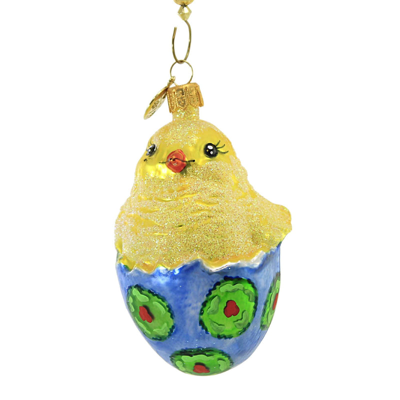 Easter Chickadee In Blue Egg - 1 Glass Ornament 4 Inch, Glass - Ornament Spring Decorated Chick 21372 (54944)
