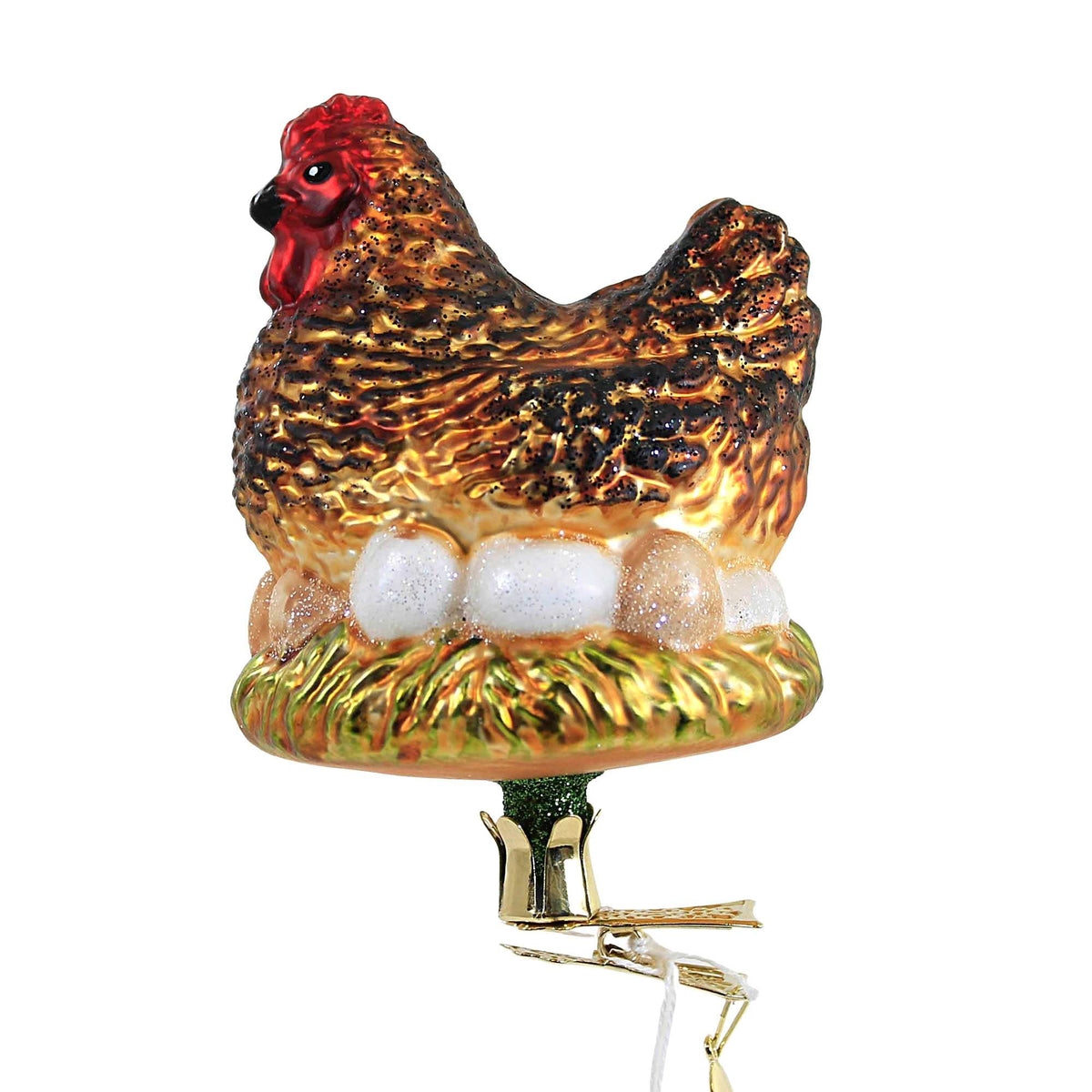 (54945) Brown Chicken & Eggs Clip On