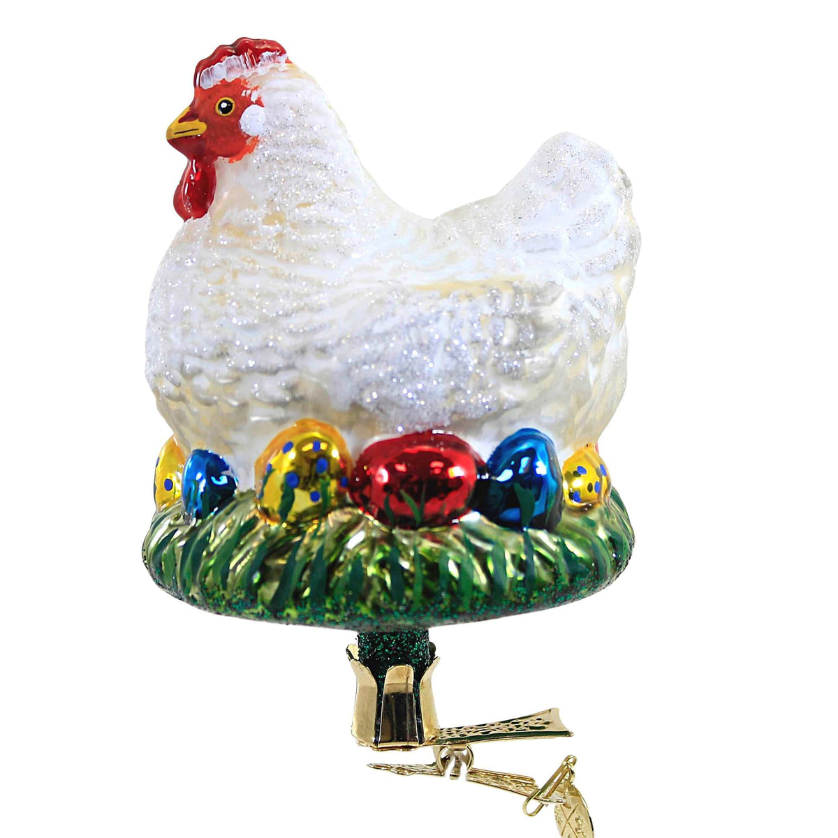 (54946) White Hen And Colored Eggs