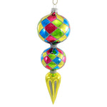 Double Drop W/ Chartreuse Flare - 1 Glass Ornament 10 Inch, Glass - Ornament Harlequin Design Ball Sbk221002 (55225)