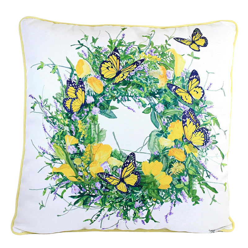 Home Decor Butterfly Wreath Pillow Polyester Flowers Springtime C86144213 (55242)