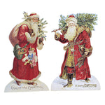 Christmas Vintage Santa Dummy Boards Mdf Set/2 Glittered Rl0828 (55251)