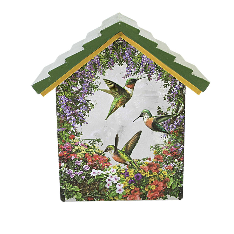 (55280) Stony Creek Floral Hummers Lit House, 7.00 Inch, Electric Hummingbirds Flowers Ghm2292