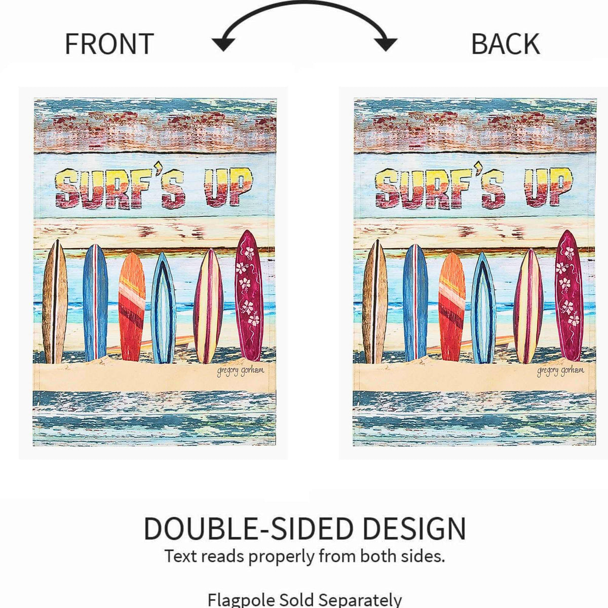 Beachcombers Coastal Life Surf's Up Garden Flag - - SBKGifts.com