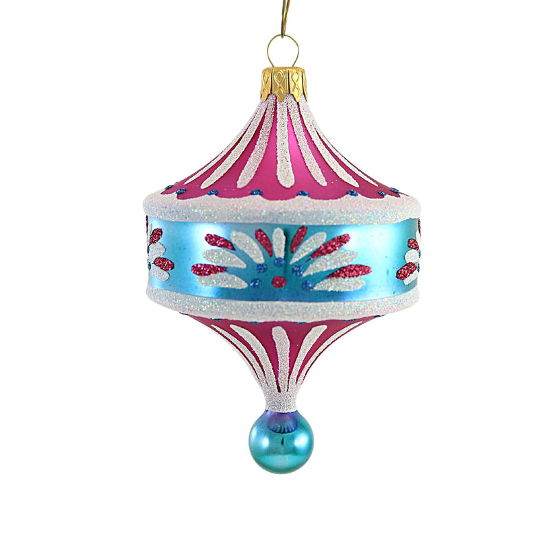 Turquoise Pink Pendant Drop - 1 Glass Ornament 5.5 Inch, Glass - Ornament Christmas Ufo Sbk221014 (55359)