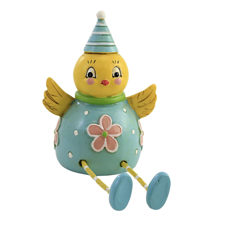 Easter Chick Figurine Polyresin Flowers Polka Dots A5373i (55376)