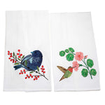Decorative Towel Bird Kitchen Towels Cotton Indigo Bunting Hummingbird A6827 (55384)