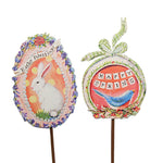 Round Top Collection Gallery Sugar Egg Stakes - Two Garden Stakes 24.75 Inch, Metal - Spring Blessings E22073 (55388)