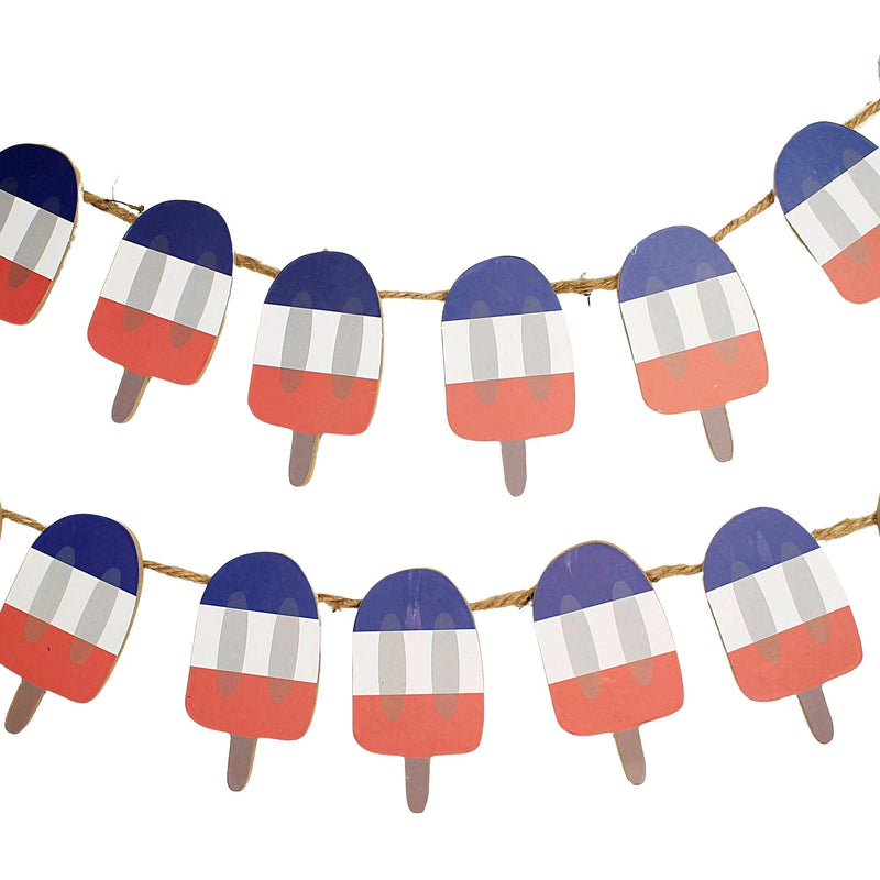 Patriotic Popsicle Garland Mdf Red White Blue Americana A7063 (55444)