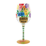Tabletop Best Bonus Mom Ever Glass Wine Glass Hand Painted 6010656 (55445)