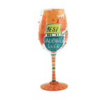 Best Daughter Ever - One Wine Glass 9 Inch, Glass - Hand Painted 6010657 (55446)