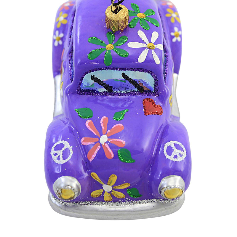 Sbk Gifts Holiday Purple Love Bug Glass Ornament Love Retro Funky 60S Sbk221024 (55497)