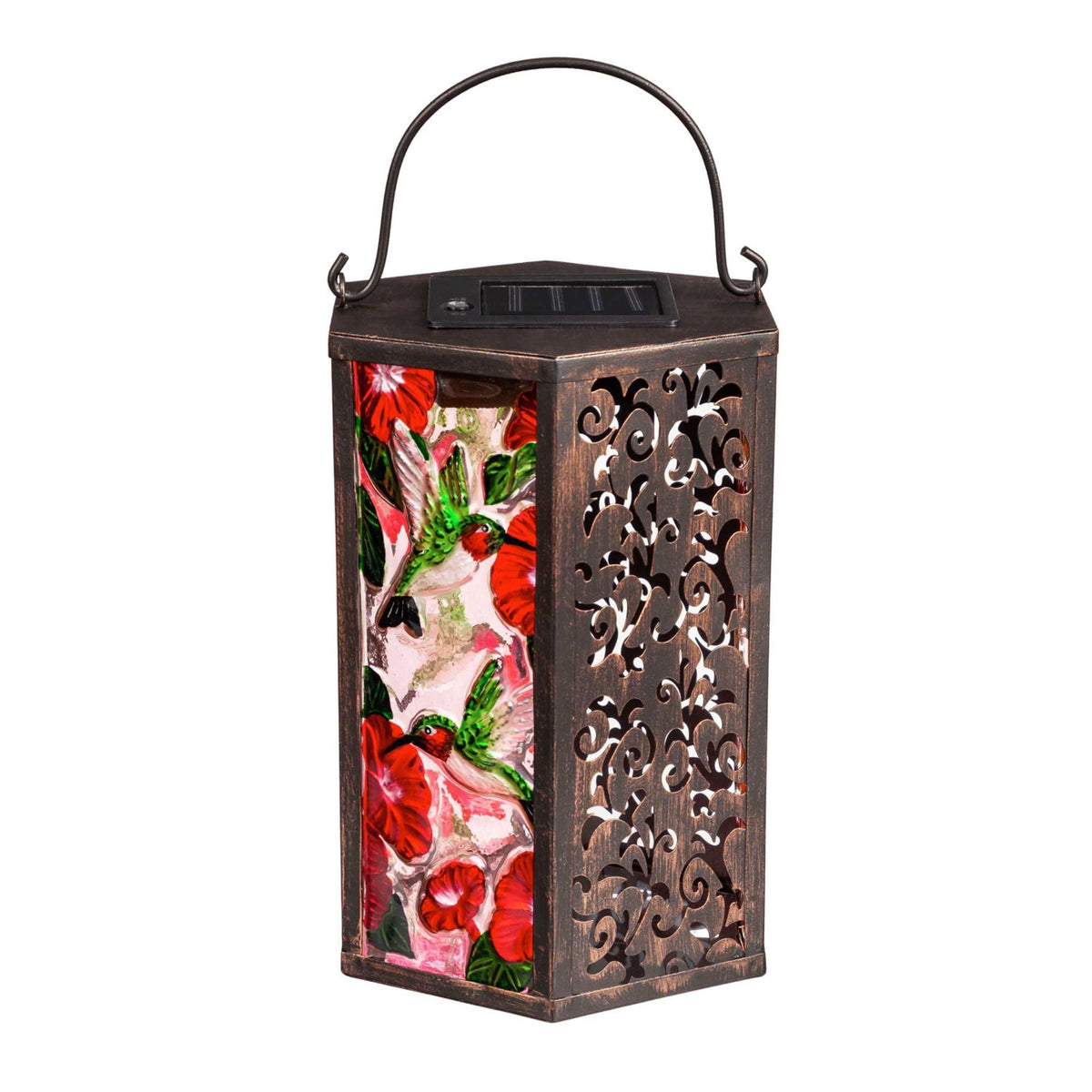 Home & Garden Hummingbird Floral Solar Lantern - - SBKGifts.com